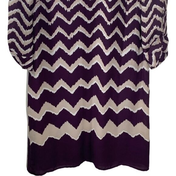 Luxology Purple Chevron Stripe Shift Dress Size 8 - Picture 4 of 11